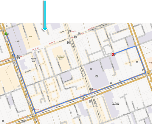 Screenshot: Route line on map